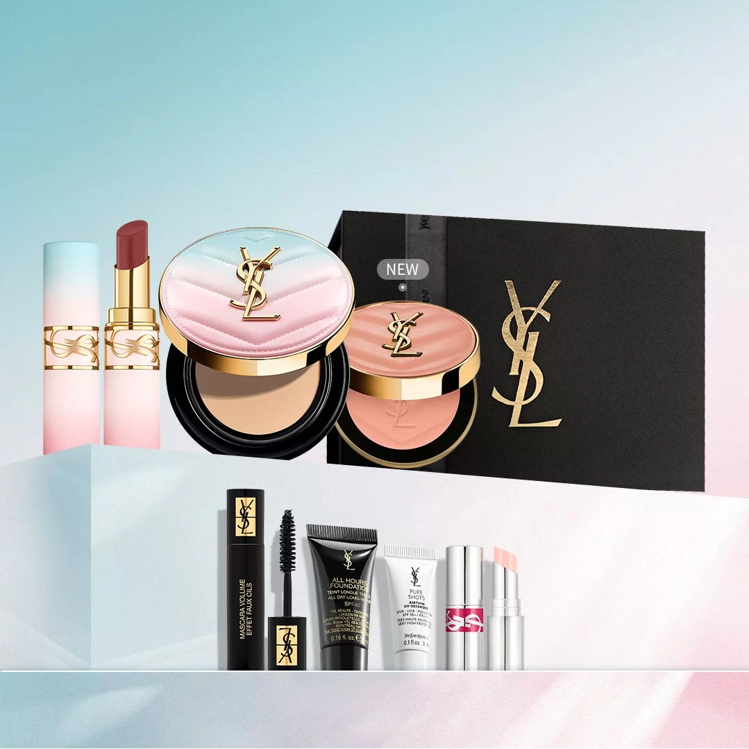 YSL Beauty 推出情人節限定系列，以夢幻天藍與柔粉漸層設計捕捉晨曦與黃昏的浪漫瞬間。